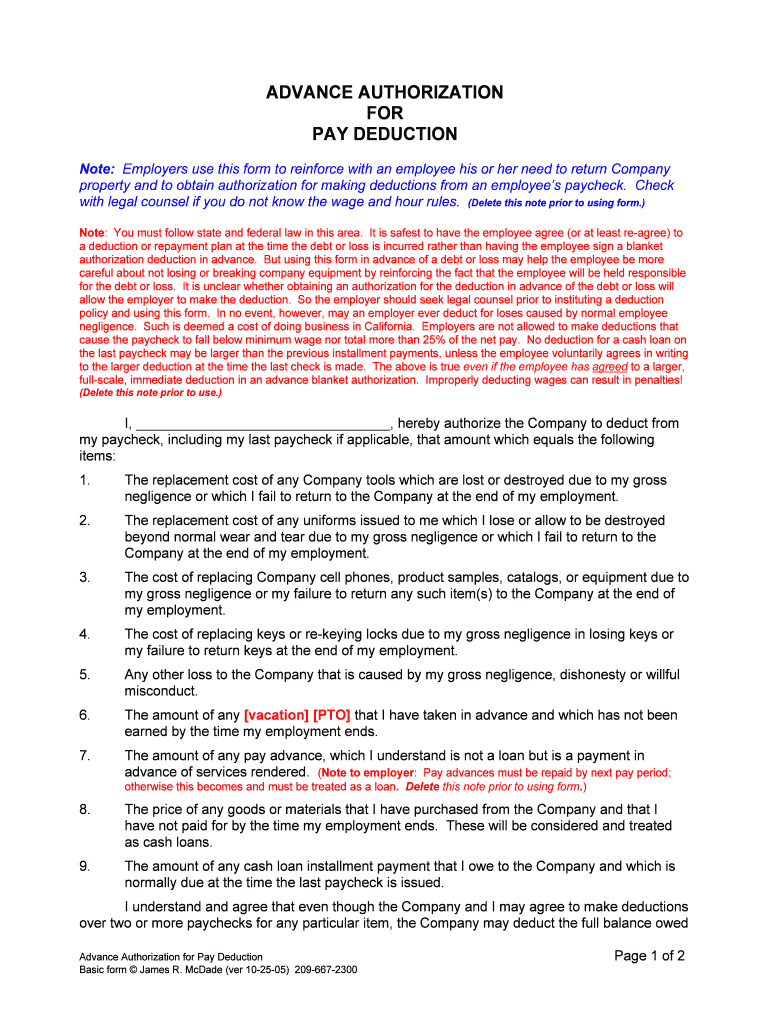 Payroll Deduction Form Template 10 Sample, Example