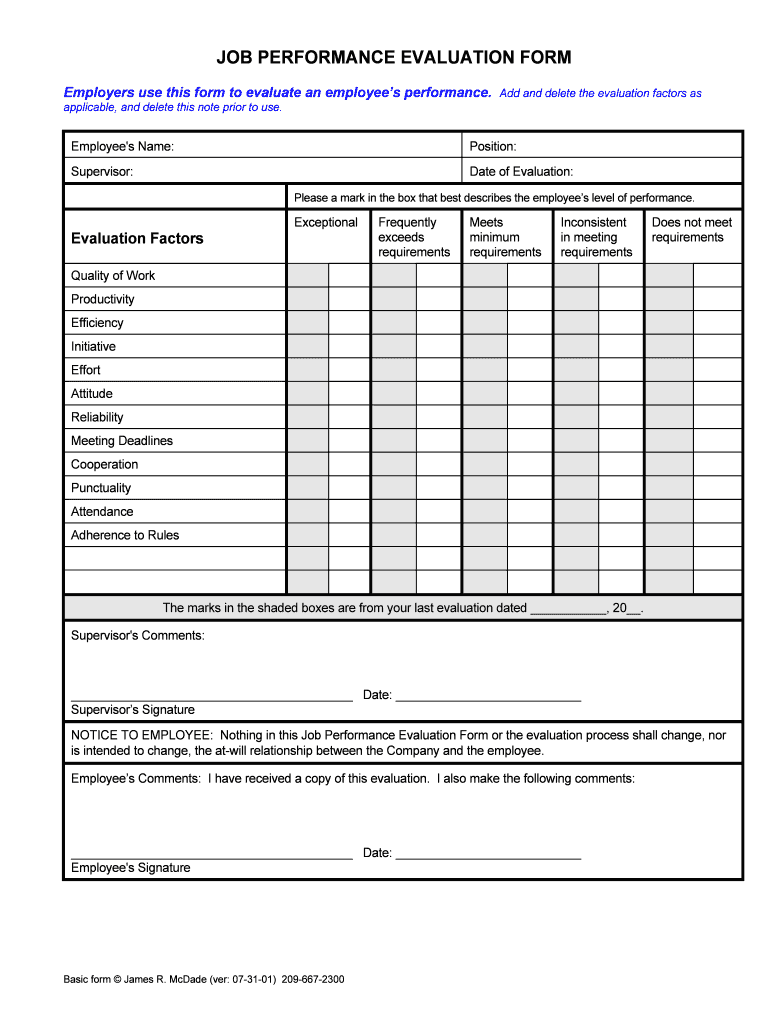 FORMEMPLOYEE PERFORMANCE EVAL