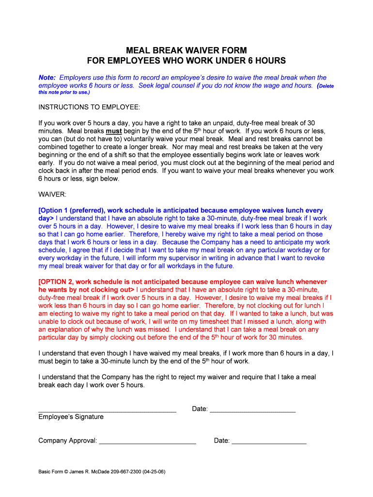 California Break Laws Form Fill Out and Sign Printable PDF Template