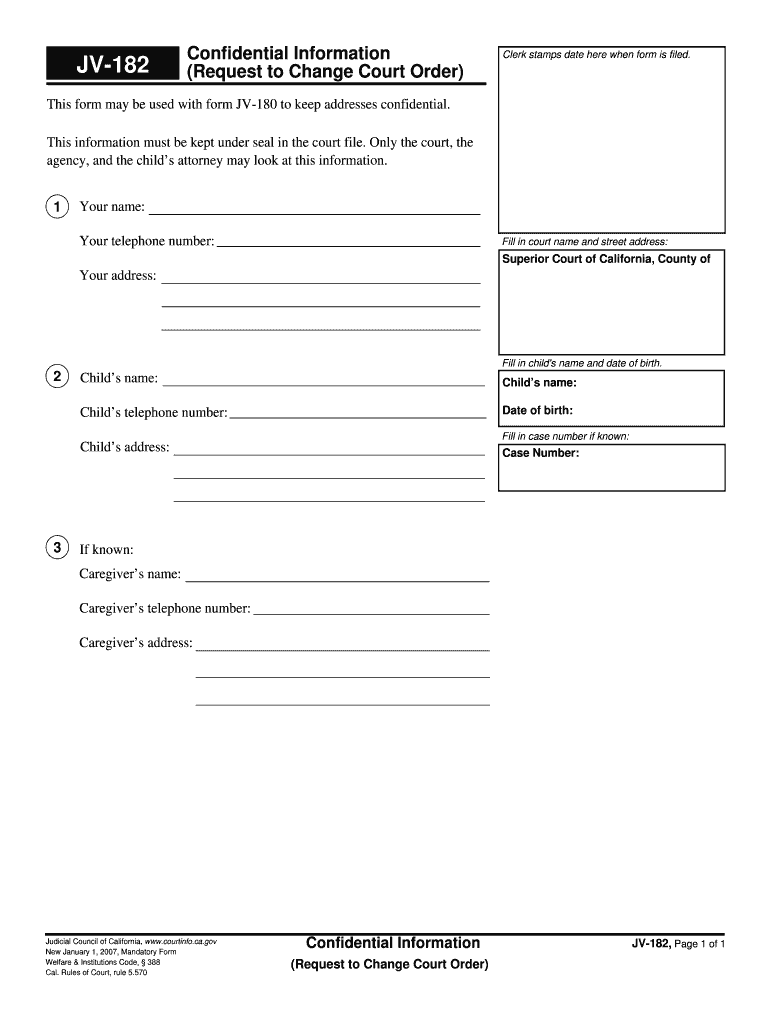 What is Form Jv 182 Fill Online, Printable, Fillable, Blank