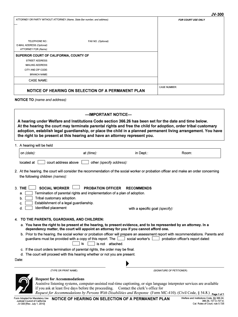 JV 450 Order for Prisoner's Appearance at California Courts  Form