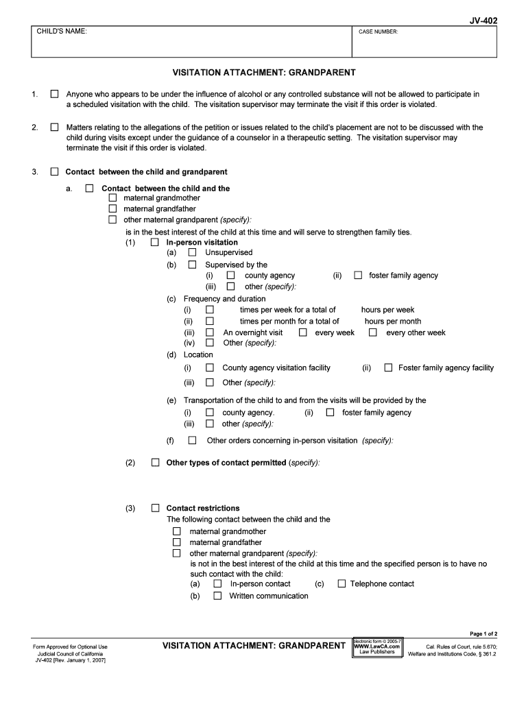 Visitation Attachment Grandparent JV 402Pdf Fpdf DOC  Form