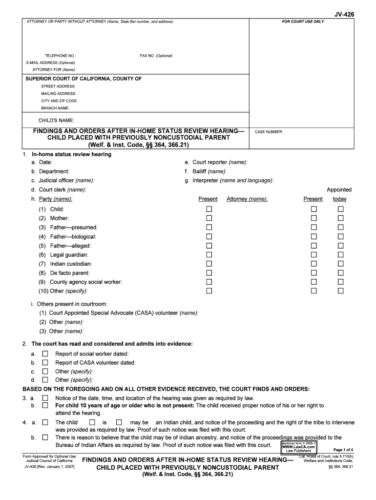 In Home Status Review Hearing  Form