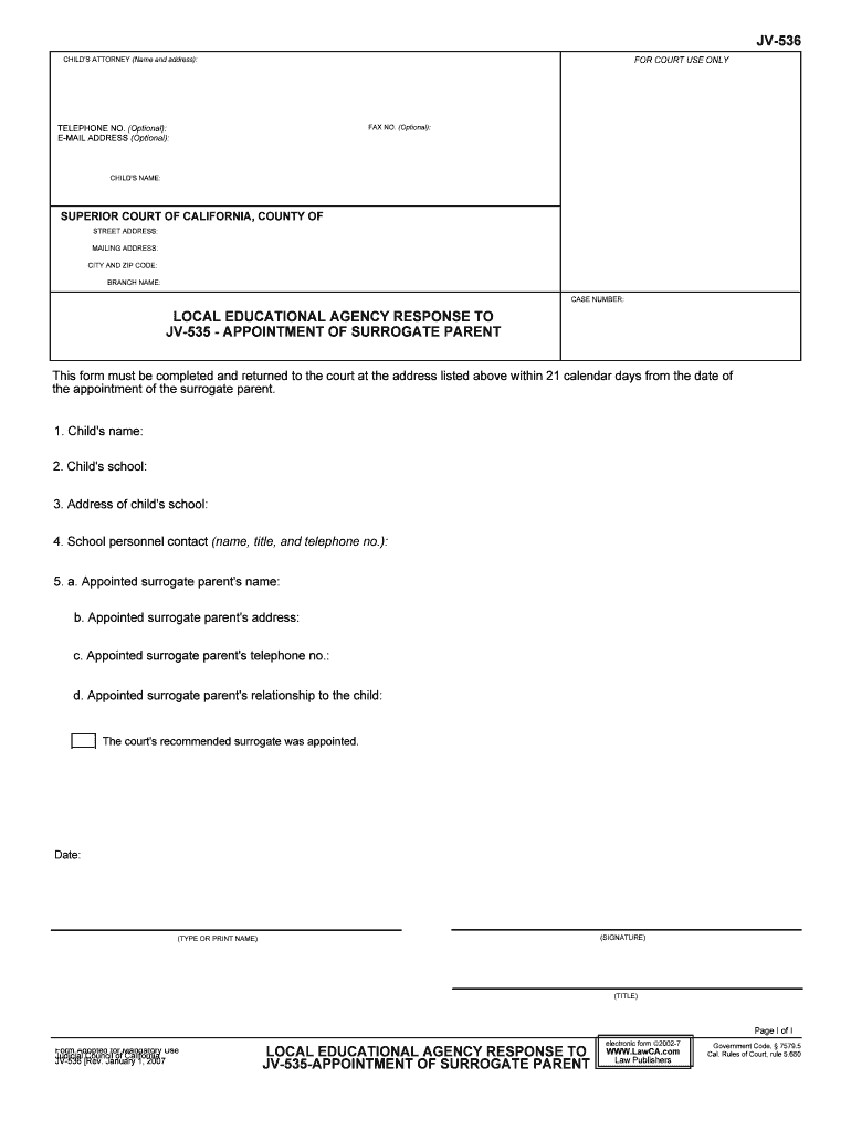 535 Form Alliance for Children's Rights