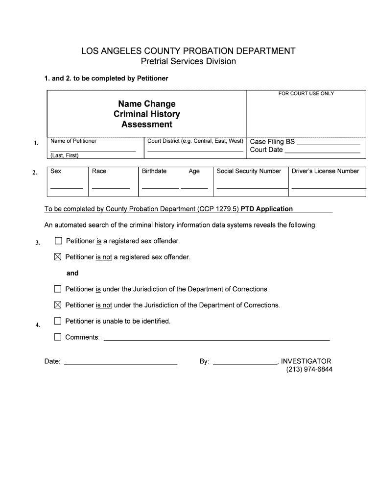 Pretrial Services Division Los Angeles County Probation  Form