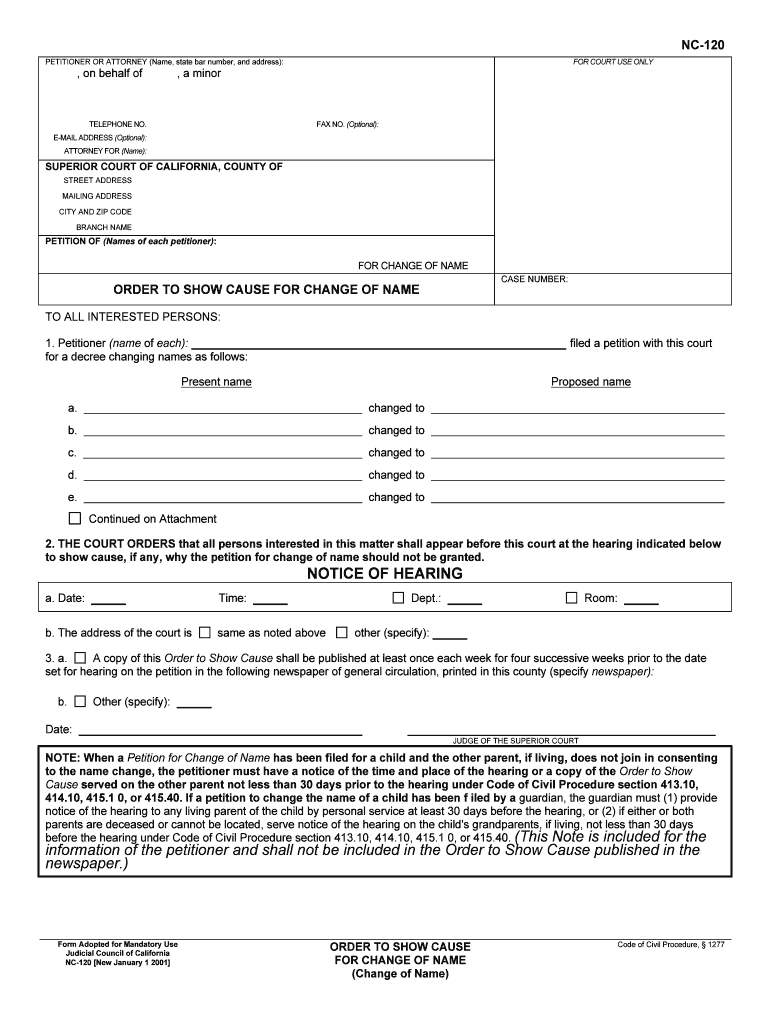 CHANGE of NAME PACKET San Diego Superior Court CA  Form