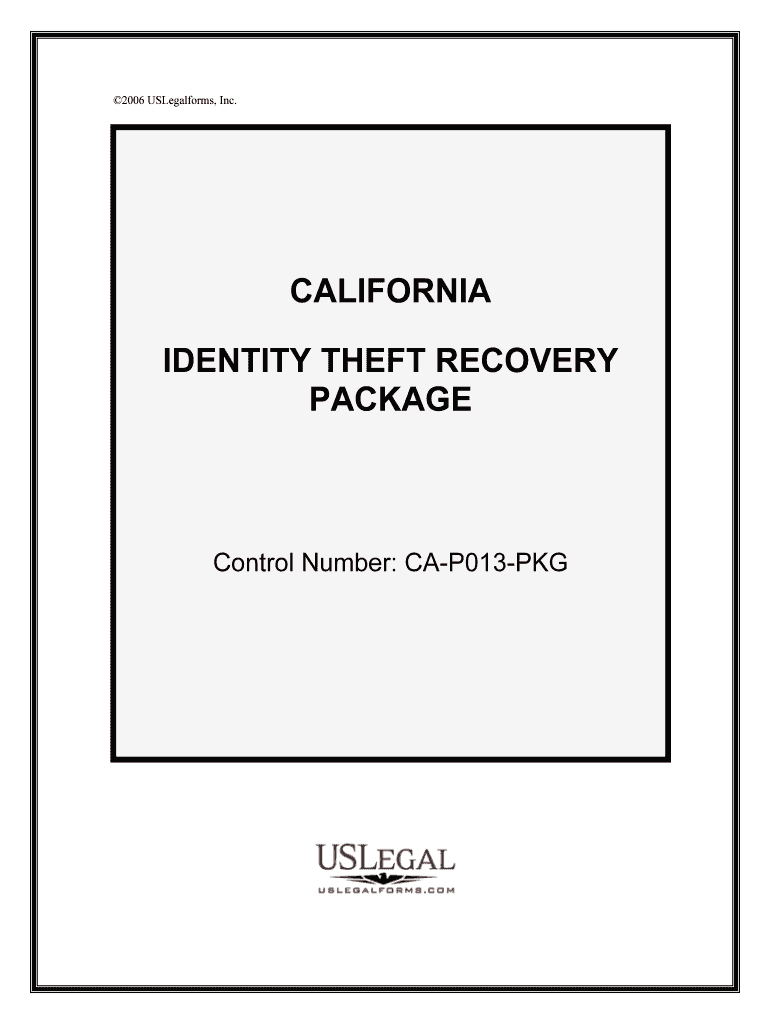 Control Number CA P013 PKG  Form