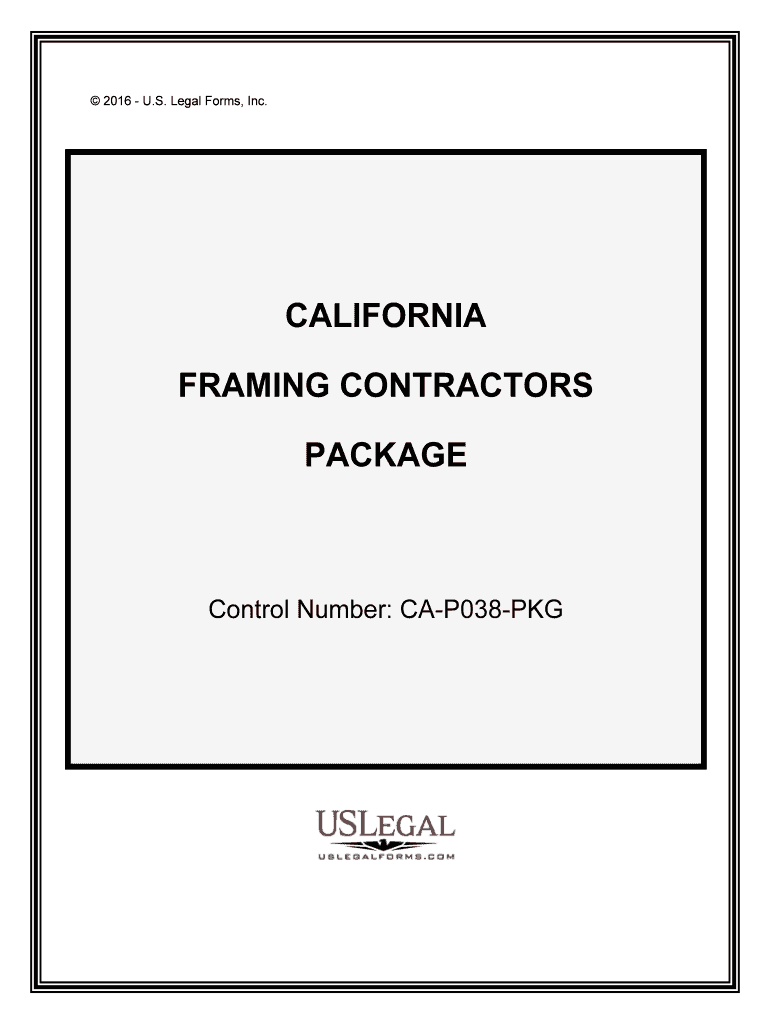 Control Number CA P038 PKG  Form