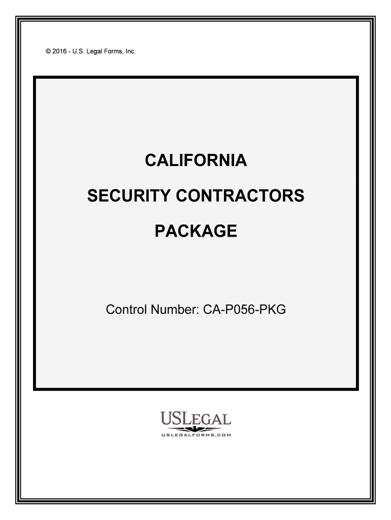 Control Number CA P056 PKG  Form