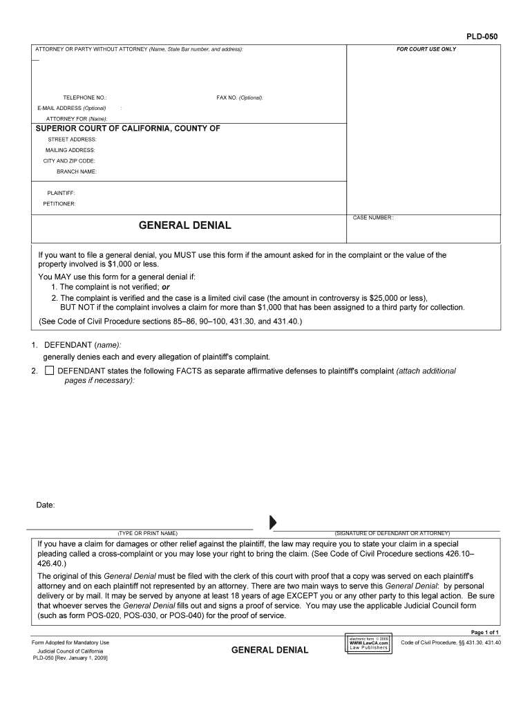 Fillable Online GENERAL DENIAL Amazon S3 Fax Email Print  Form