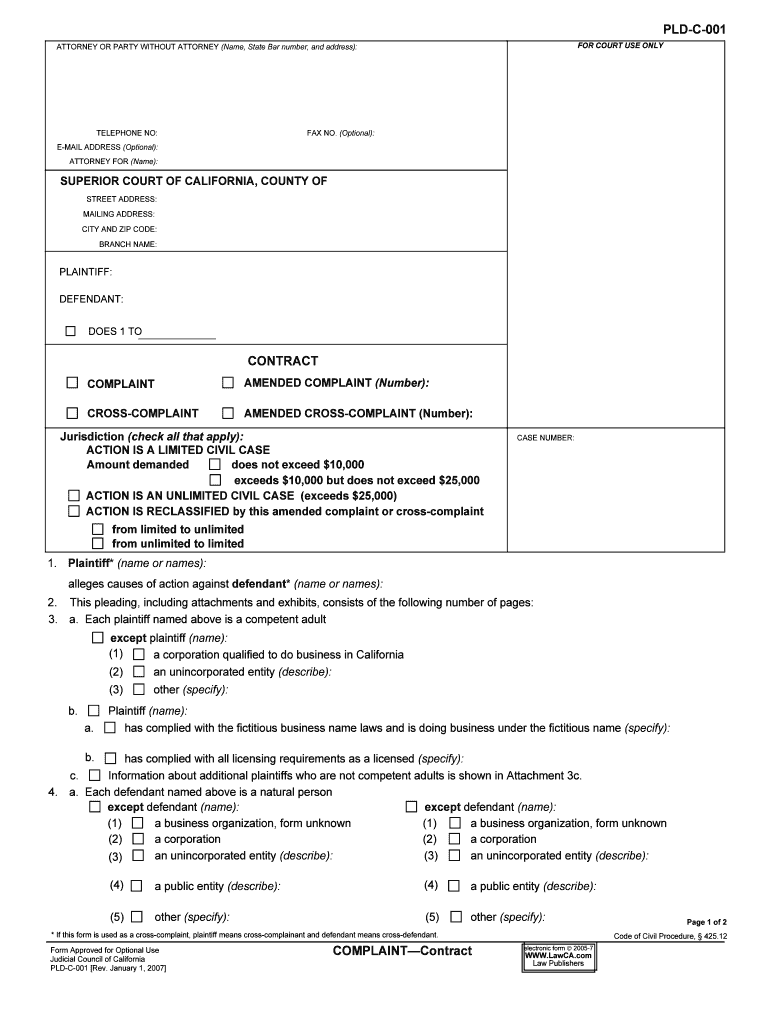 Suing Someone for Breach of Contract California Courts  Form