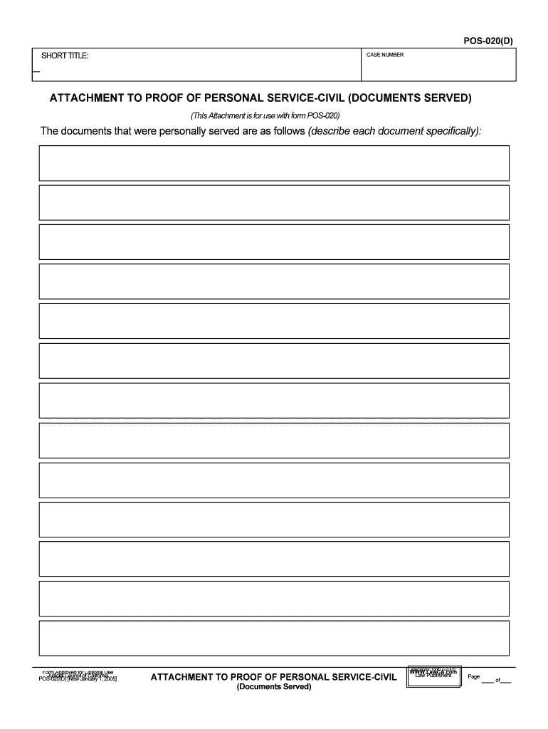 Attachment to Proof of Service  Form