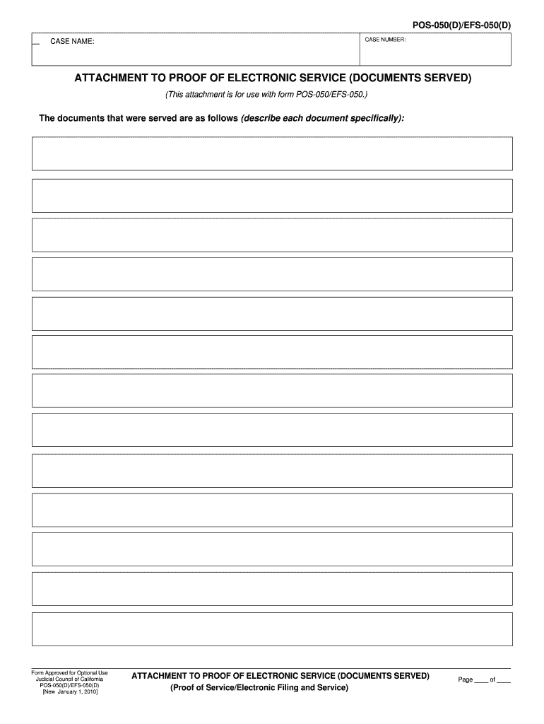 Proof of Electronic Service POS 050 EFS 050 Forms