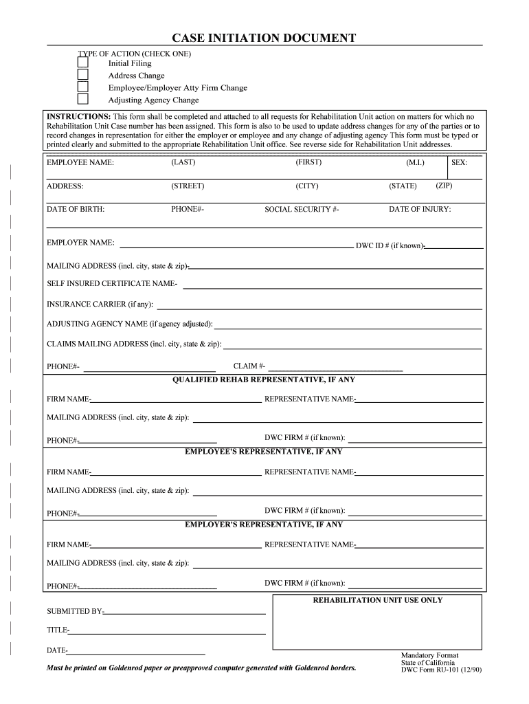 CASE INITIATION DOCUMENT  Form
