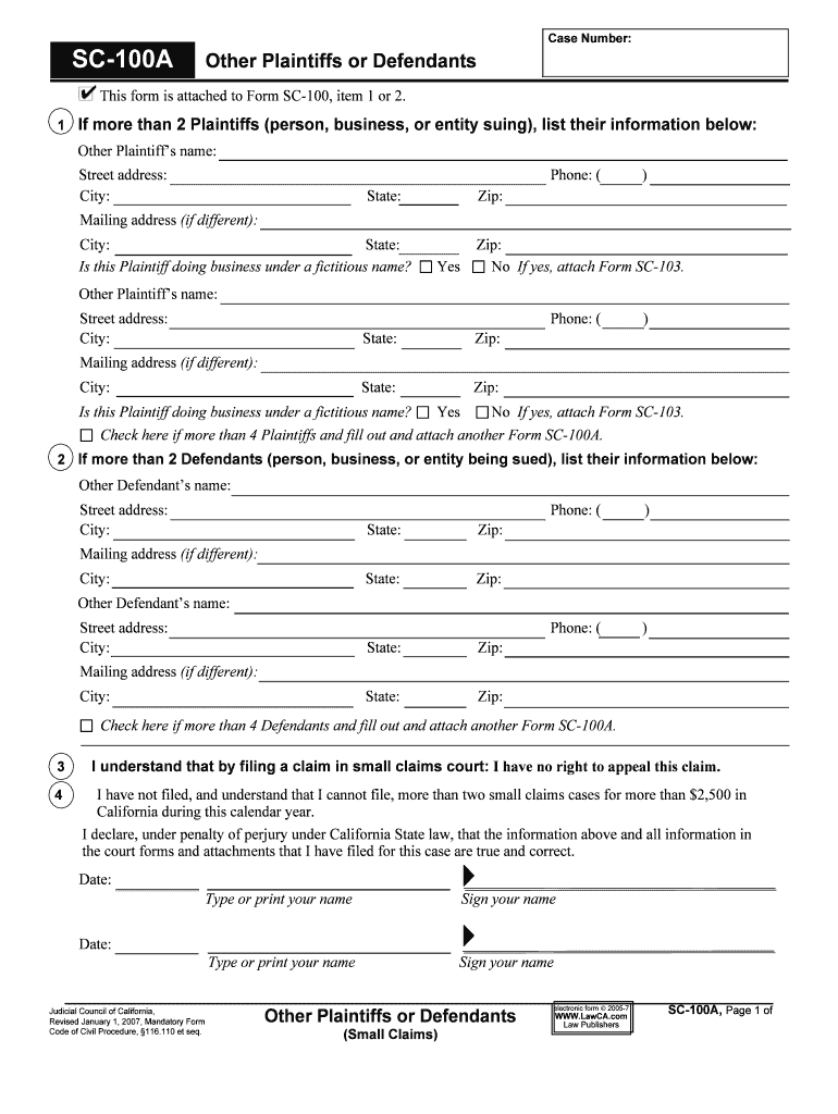 Other Plaintiffs Name  Form