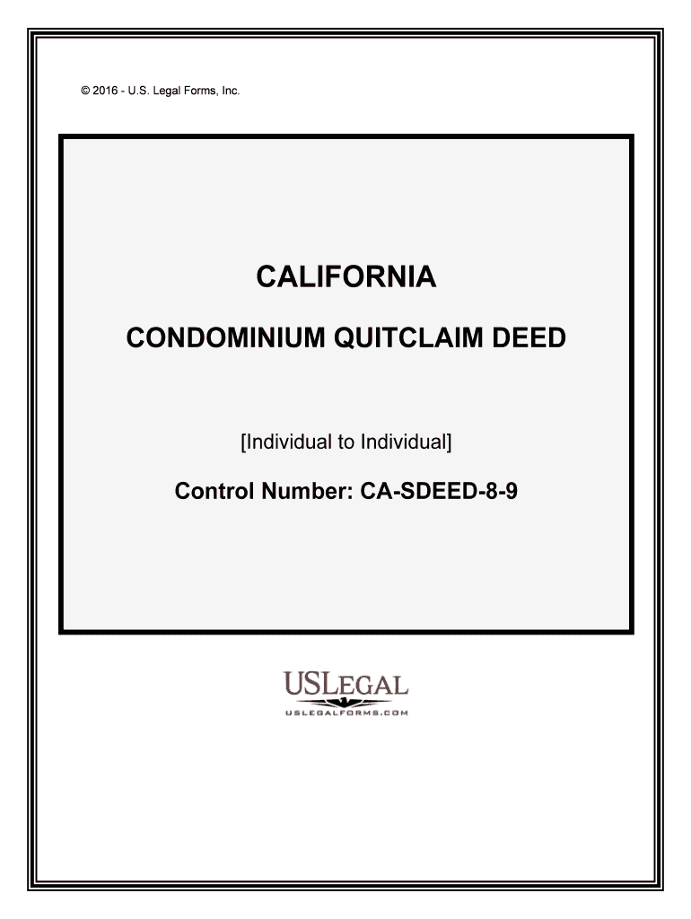 CONDOMINIUM QUITCLAIM DEED  Form