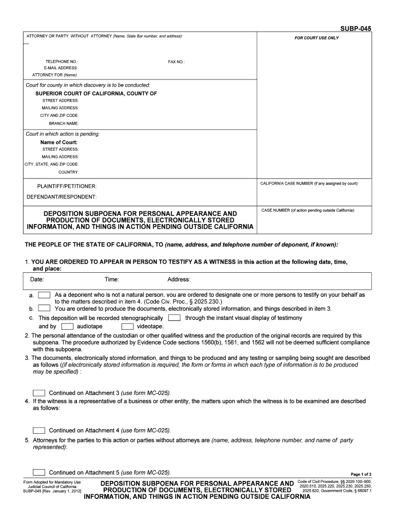 Sample Deposition Notice Ca Fill Online, Printable, Fillable  Form