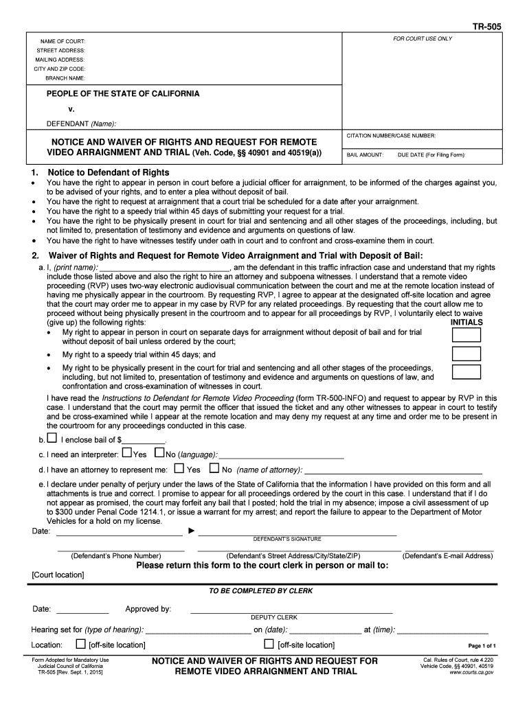 Form CA TR 505 Fill Online, Printable, Fillable