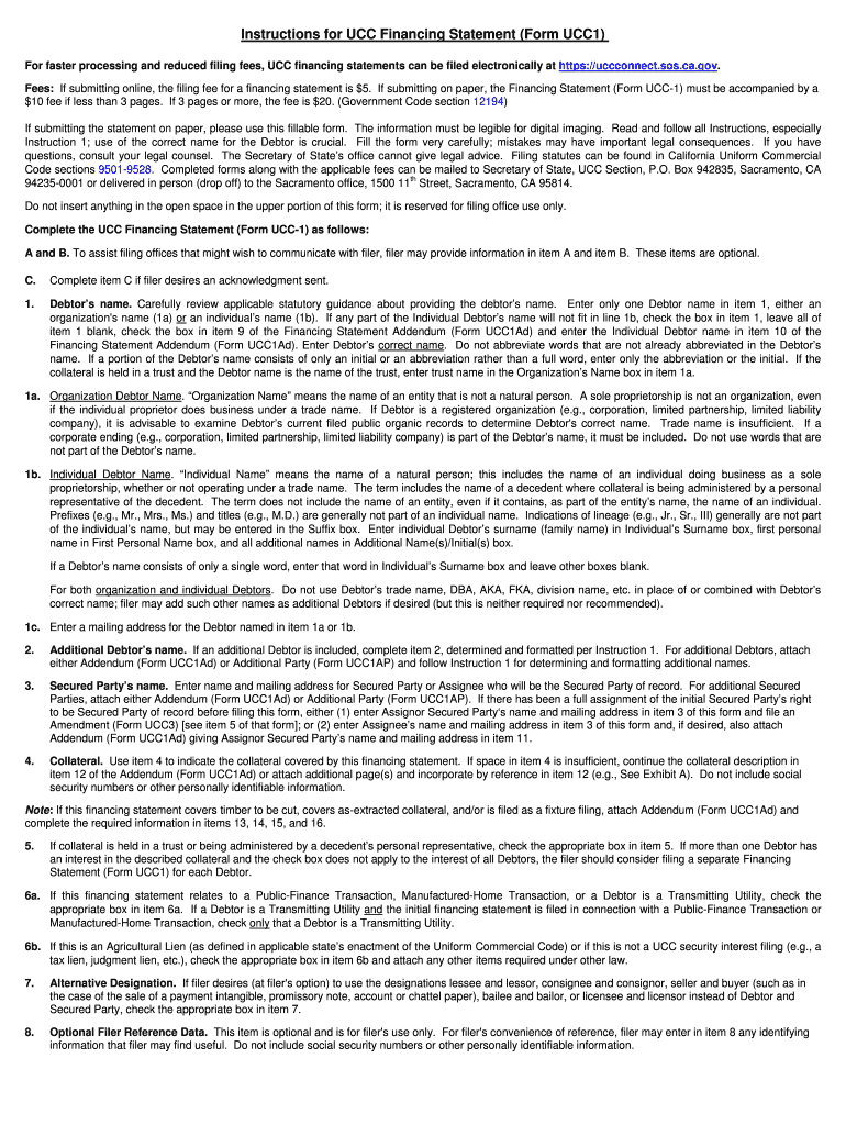 Notice of Change New UCC Filing FormsCalifornia