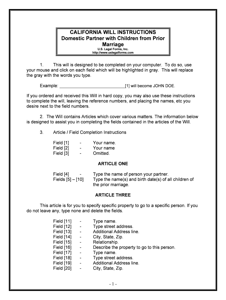 Domestic Partner with Children from Prior  Form