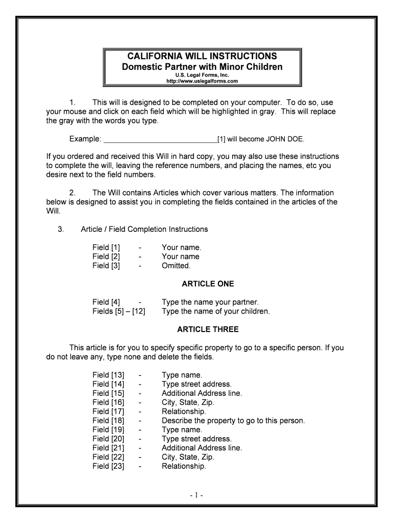 Domestic Partner with Minor Children  Form