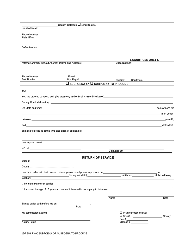 County, Colorado Q Small Claims  Form