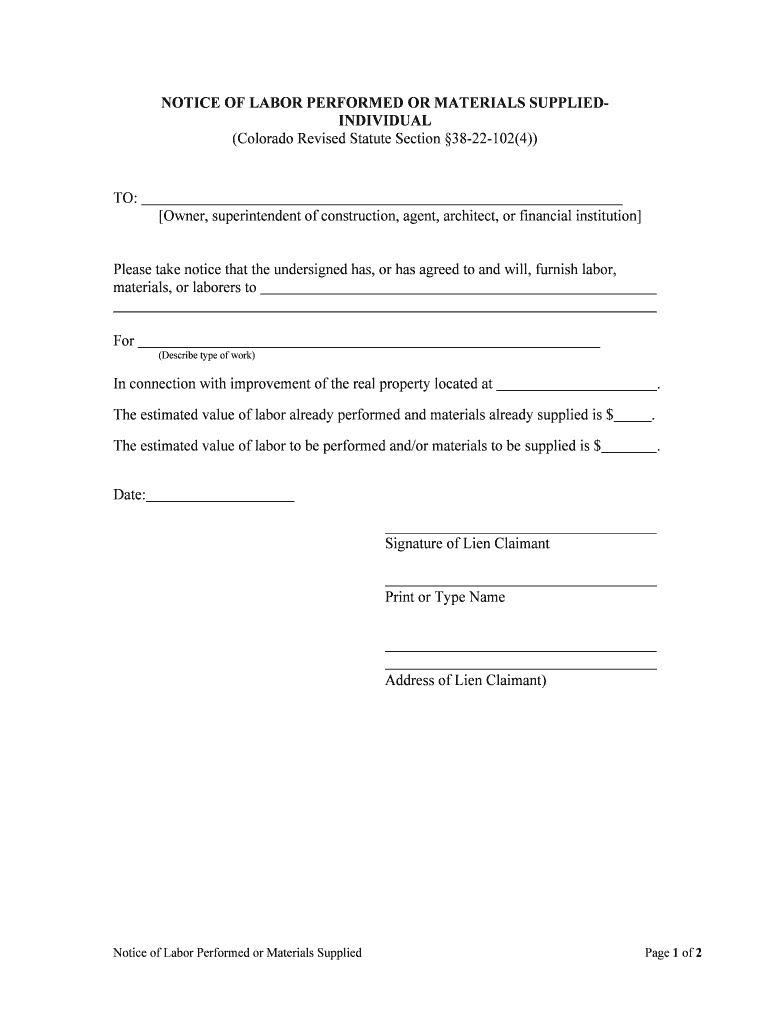 Colorado Revised Statutes Title 38 Property Real and  Form