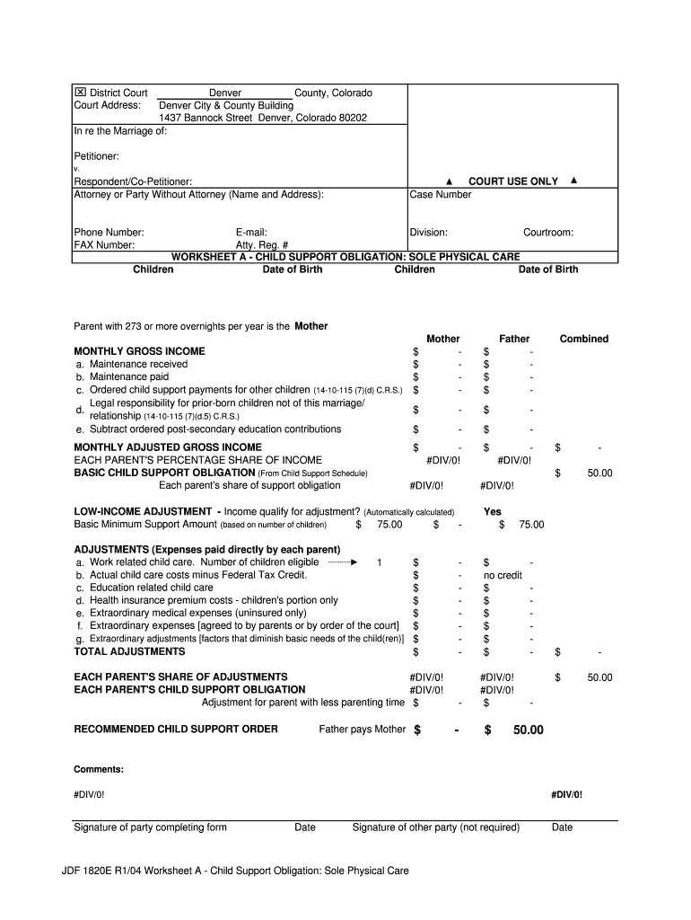 DISTRICT COURT, DENVER COUNTY, STATE of COLORADO 1437  Form