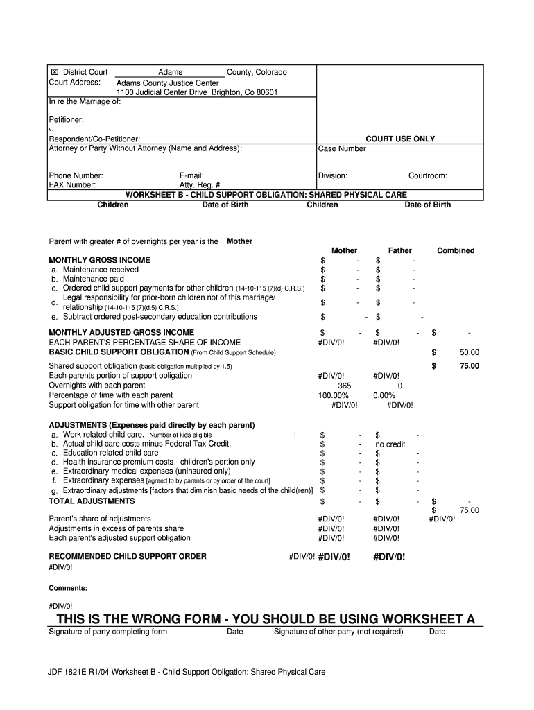 District Court, Adams County, State of Colorado Court  Form