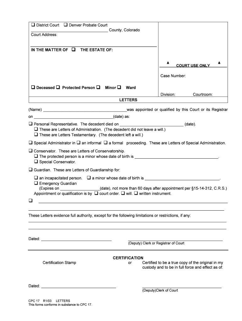 Deceased Protected Person Minor Ward  Form