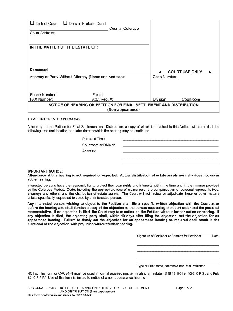 County, Colorado District Court Colorado Judicial Branch  Form