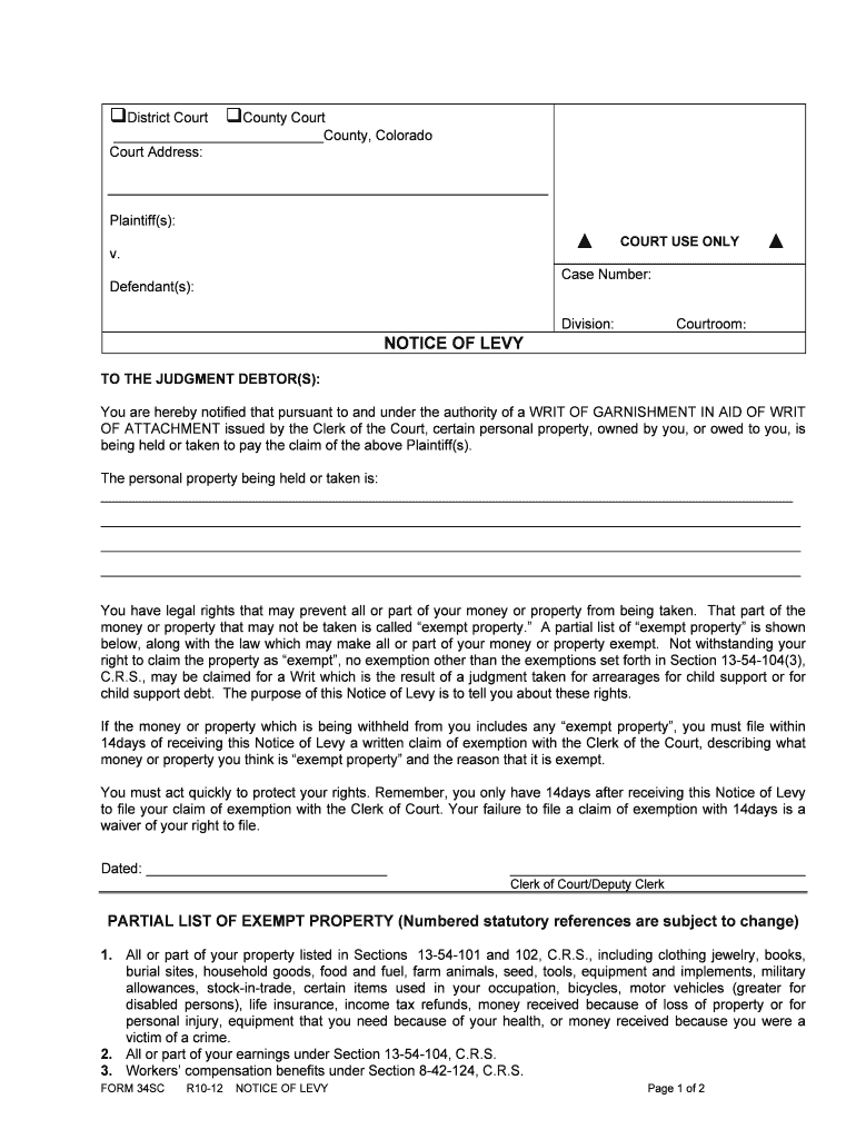 To the JUDGMENT DEBTORS Form