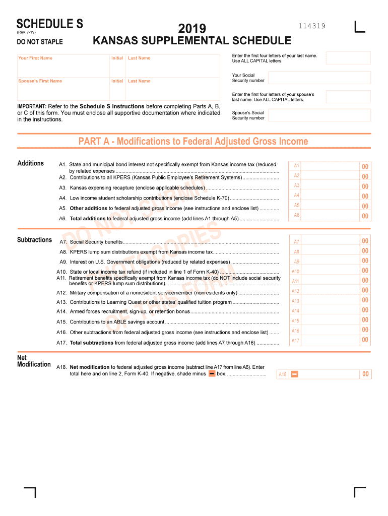 Ks Individual Tax Form Schedule S