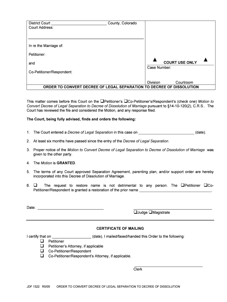 4th District Court County, Colorado Court Address the  Form