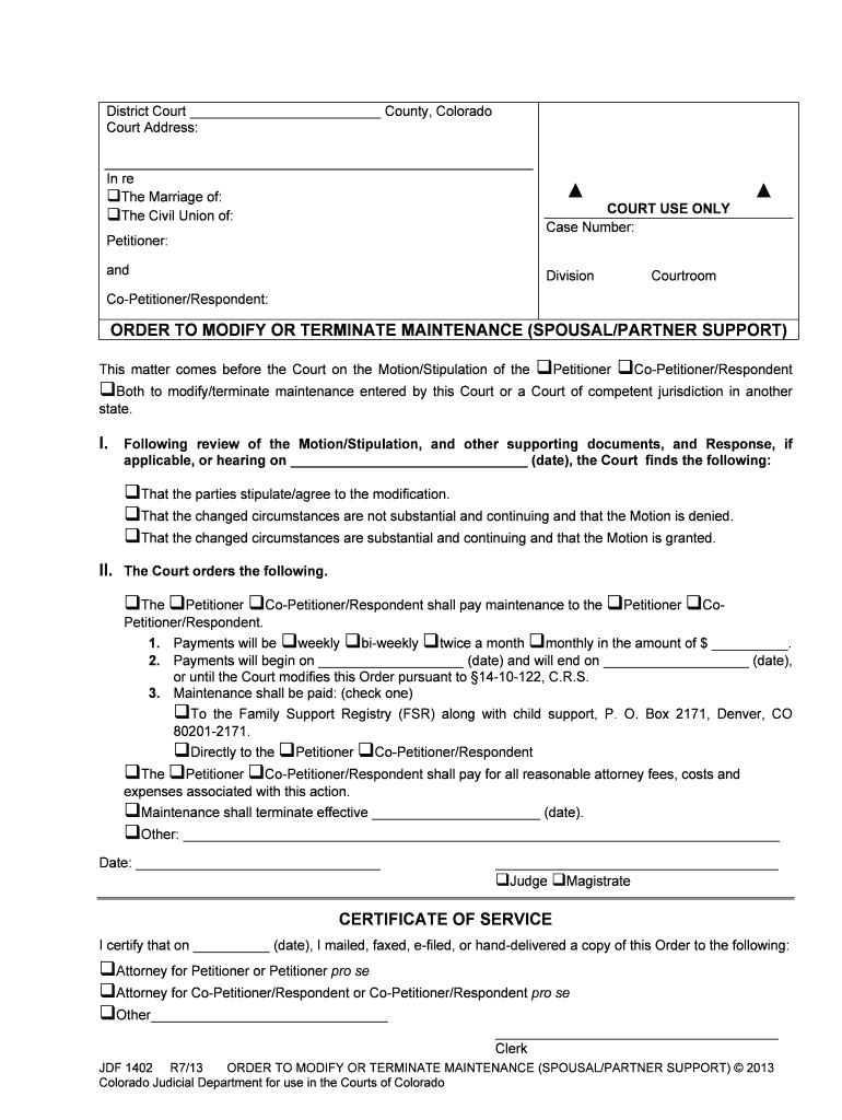 Changing or Ending a SpousalPartner Support Order  Form