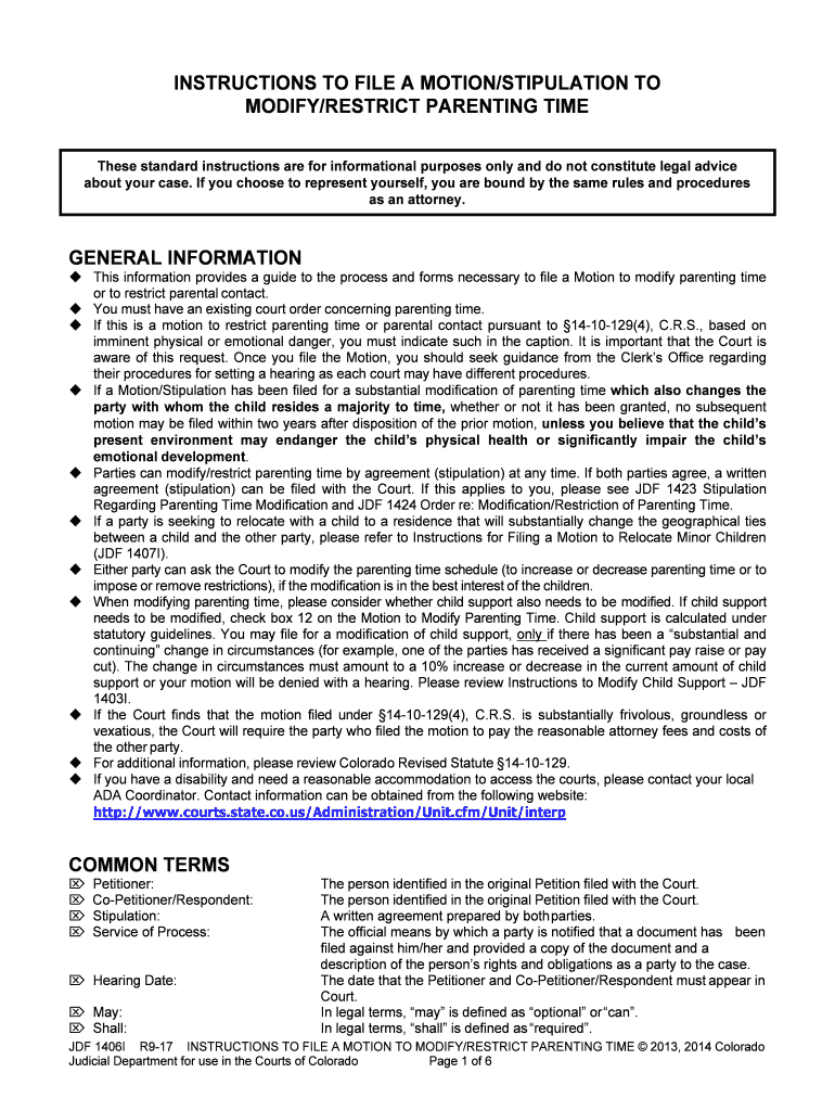 INSTRUCTIONS to FILE a MOTION or STIPULATION to MODIFY  Form