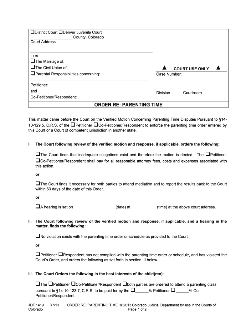 Of The Petitioner Co PetitionerRespondent To Enforce The Parenting Time