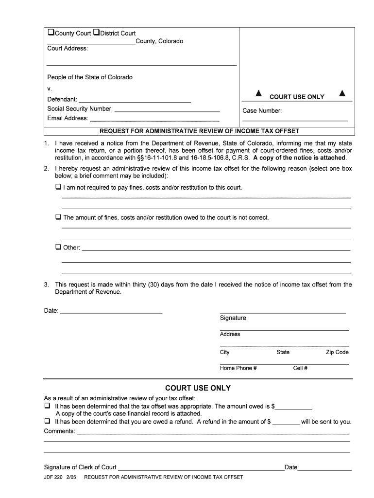 REQUEST for ADMINISTRATIVE REVIEW of INCOME TAX OFFSET  Form