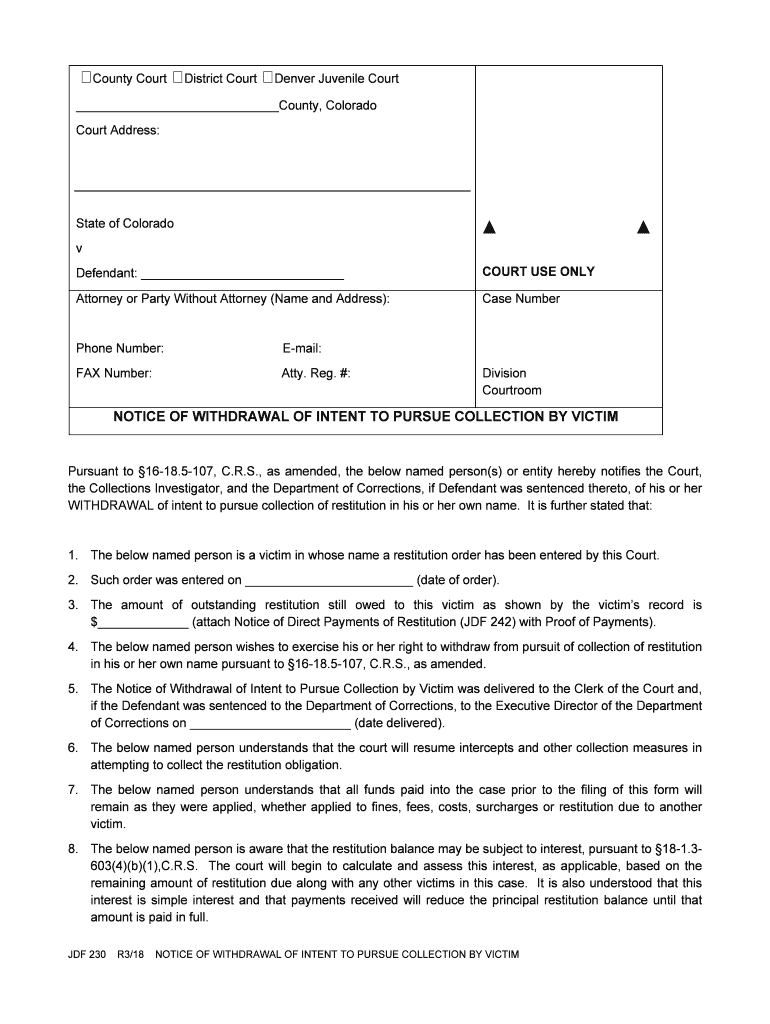 Colorado Judicial Branch 2nd Judicial District CO Courts  Form