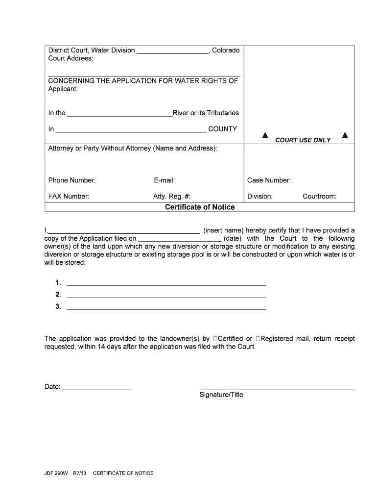 Application for Conditional Absolute Water Rights  Form