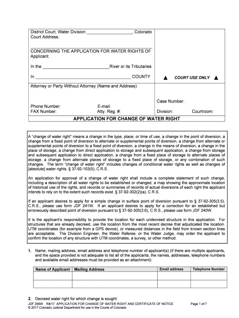 Change from a Fixed Point of Diversion to Alternate or Supplemental Points of Diversion, a Change from Alternate or  Form