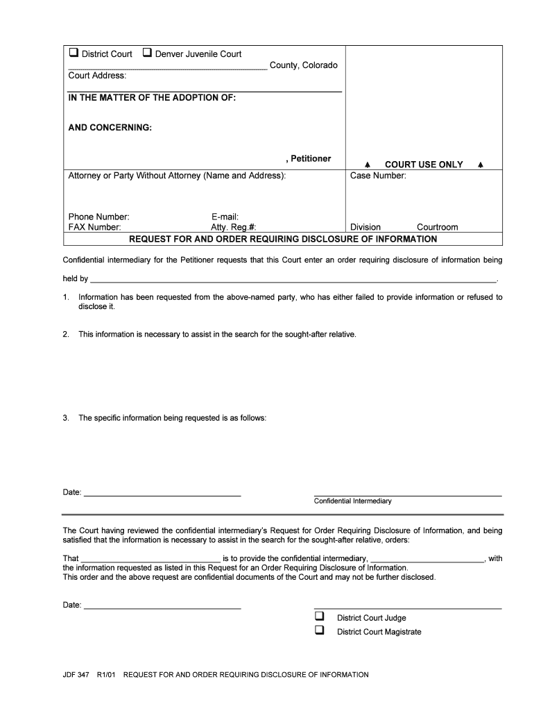 Confidential Intermediary for the Petitioner Requests that This Court Enter an Order Requiring Disclosure of Information Being