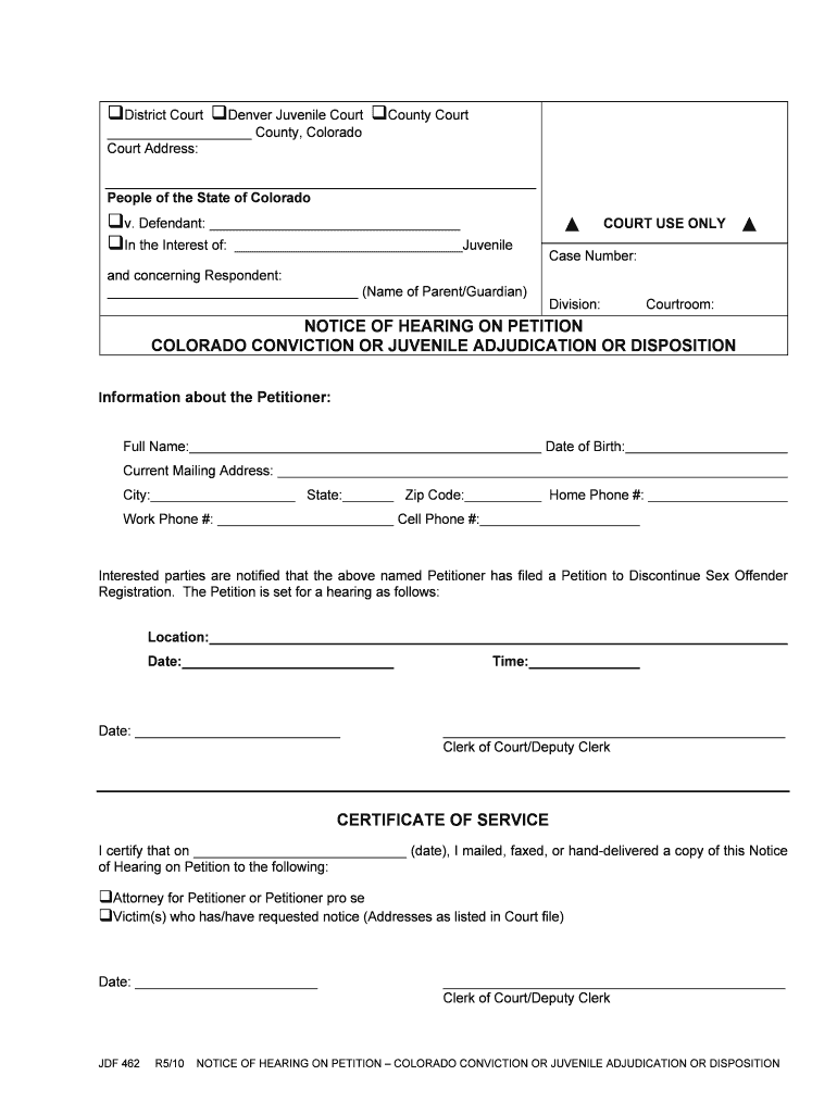 District Court Denver Juvenile Court County Court DOC  Form