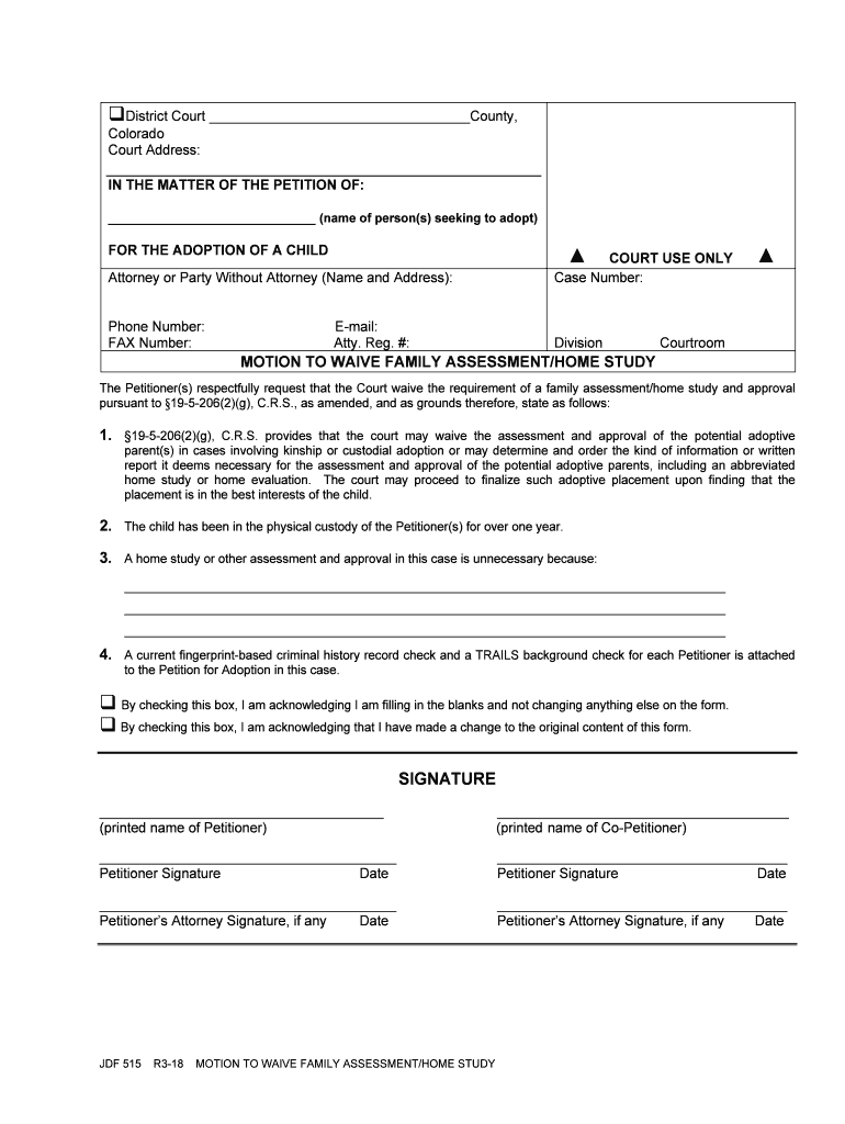 District Court County,  Form