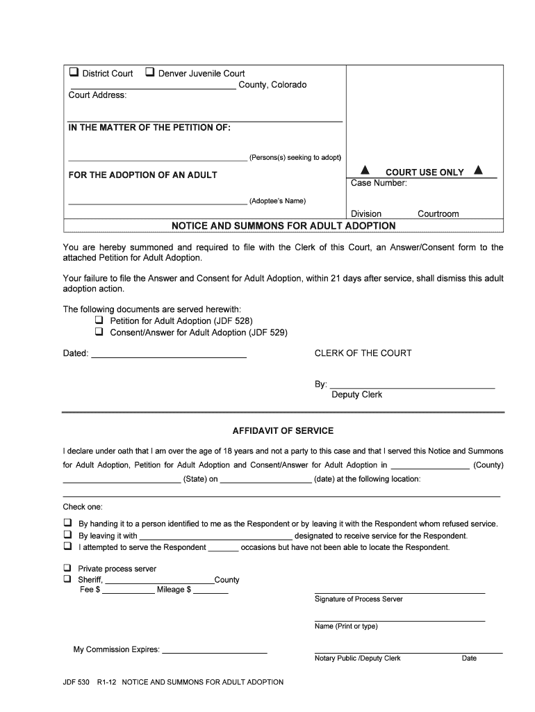 Justia Finding of Fact and Decree Colorado Adoption  Form
