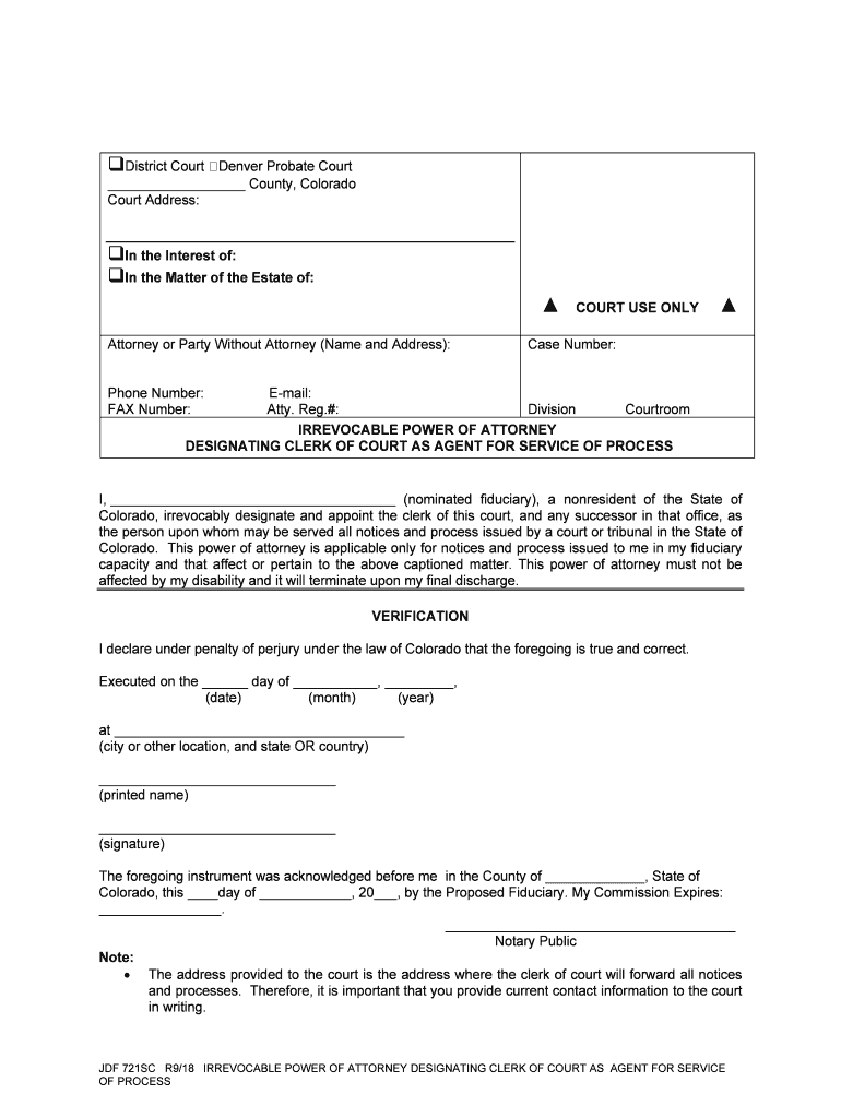 DESIGNATING CLERK of COURT as AGENT for SERVICE of PROCESS  Form