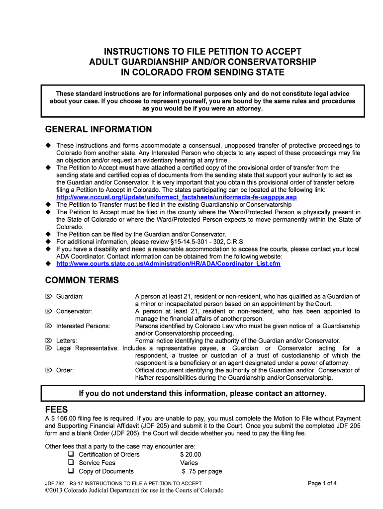 INSTRUCTIONS to FILE PETITION to ACCEPT ADULT GUARDIANSHIP  Form