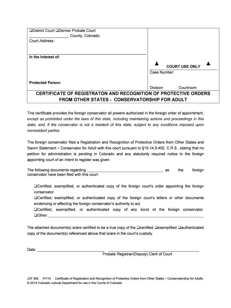 From OTHER STATES CONSERVATORSHIP for ADULT  Form