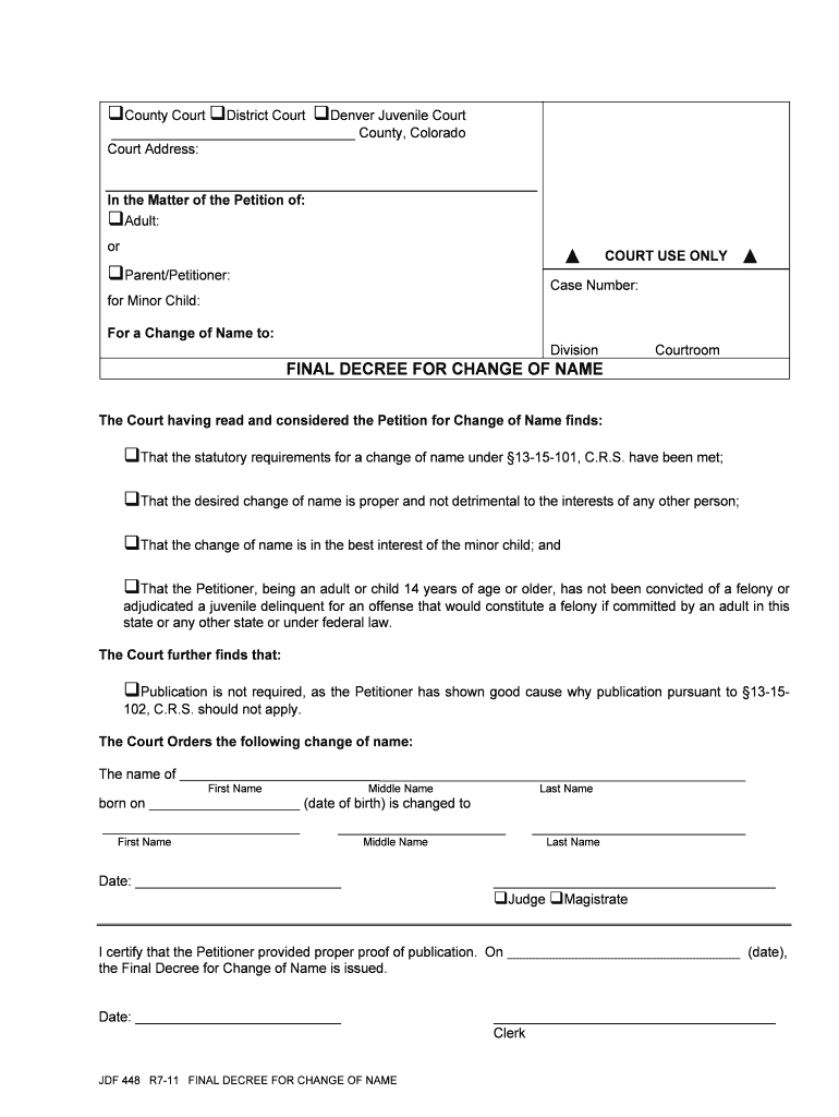 The Court Having Read and Considered the Petition for Change of Name Finds  Form