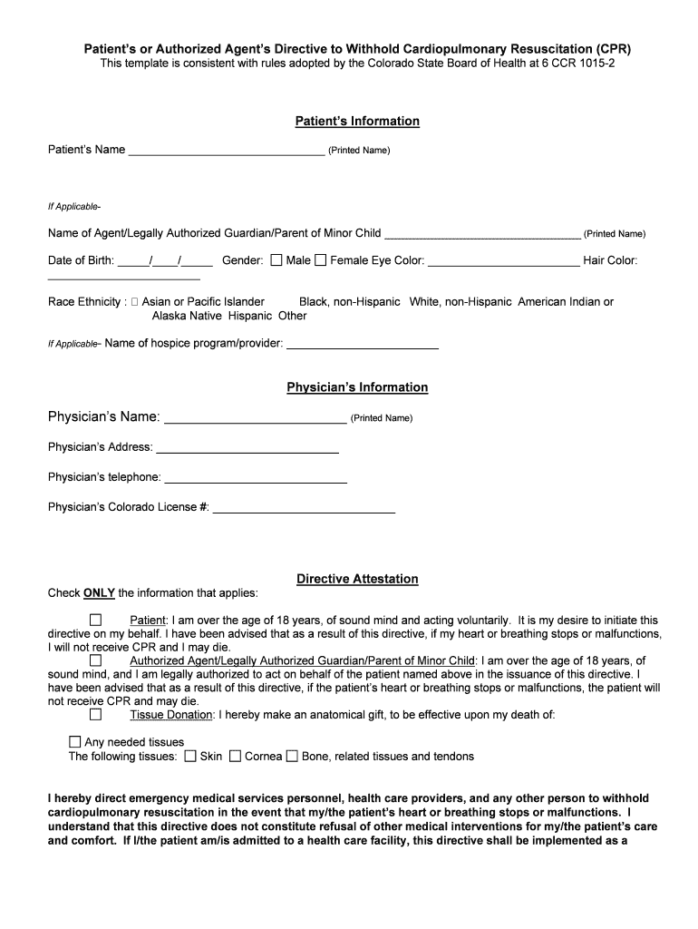 This Template is Consistent with Rules Adopted by the Colorado State Board of Health at 6 CCR 1015 2  Form